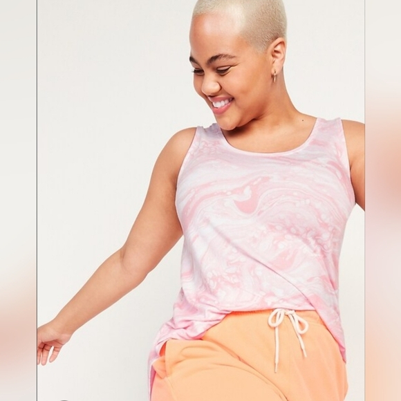 BNWT Old Navy Pink and White Luxe Scoop Neck Tank Top Size S, Workout, Summer - Picture 7 of 7